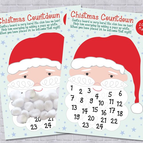 Printable Santa Advent Calendar Christmas Activity DIY - Etsy