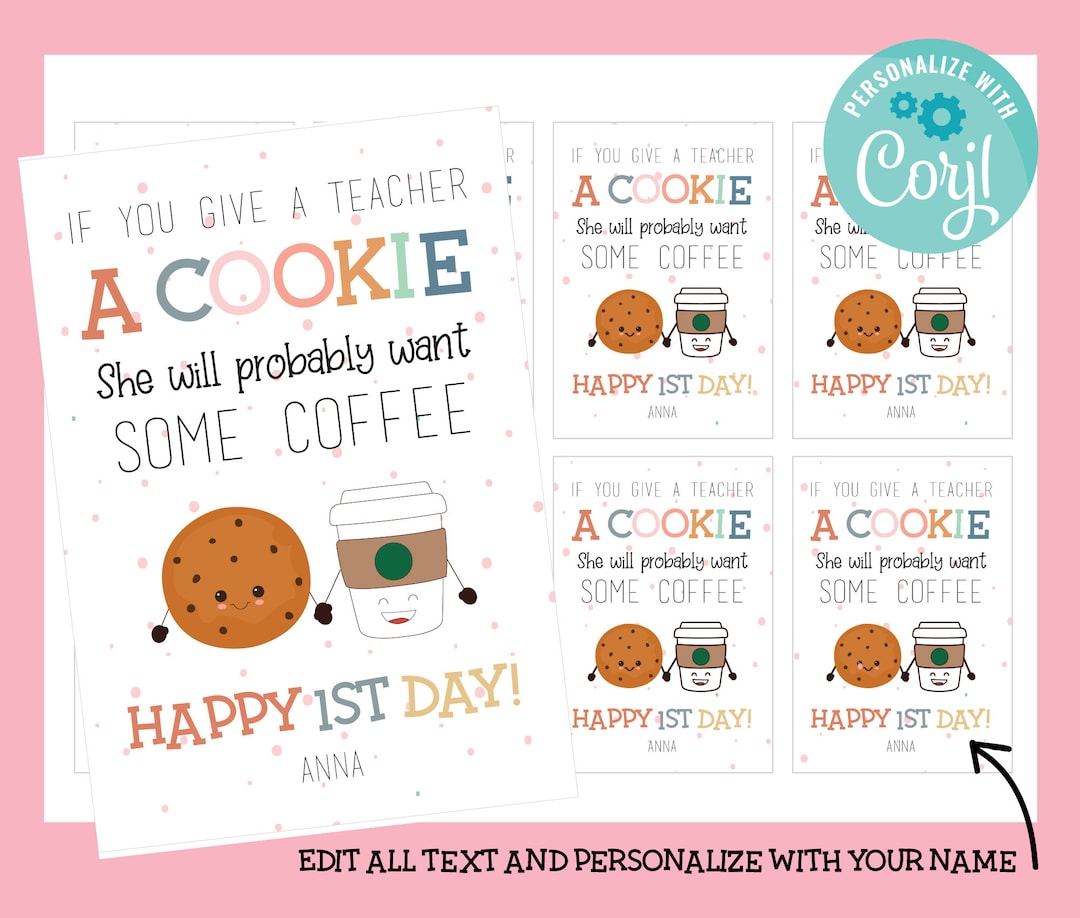 If You Give A Teacher A Cookie Gift Tag, Editable Teacher Appreciation If You Give A Teacher A Cookie Gift Tag, Editable Teacher Appreciation