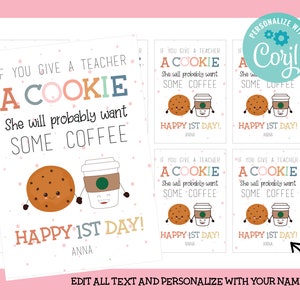 If You Give A Teacher A Cookie Gift Tag, Editable Teacher Appreciation Gift, School Favor Tag, Thank You Teacher Coffee Gift, Cookie Label