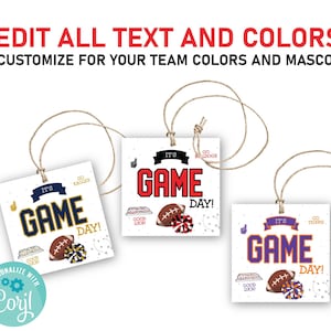 Football Game Day Treat Tags: Team Colors, Editable (Digital Download)