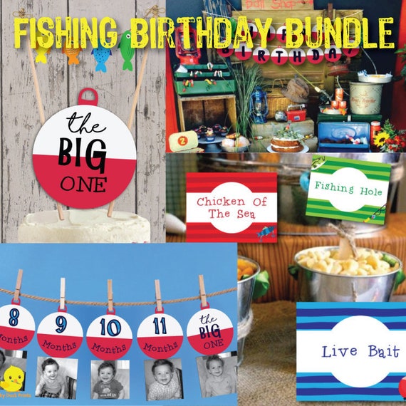 Ofishally One Cake Topper - The Big One Theme Decoration - Boy's First  Birthday, Fishing Themed 1st Birthday Party Supplies(Blue and Red)