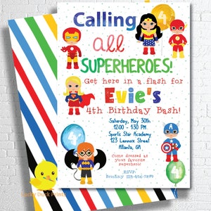 Mixed Superhero Birthday Invitation: Girl & Boy Party (Digital File)