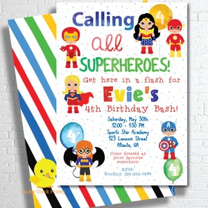 Superhero Invitation | Super Hero Birthday Party Invitation | Superhero Birthday Invitation | Girl Boy | Mixed Superhero Party |DIGITAL FILE