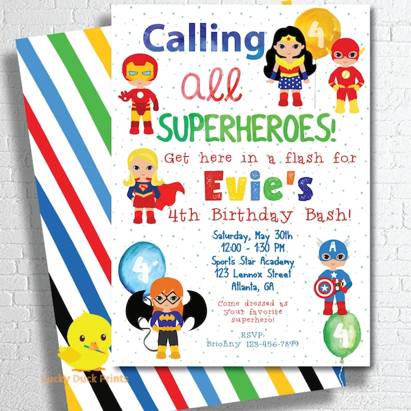 Superhero Invitation | Super Hero Birthday Party Invitation | Superhero Birthday Invitation | Girl Boy | Mixed Superhero Party |DIGITAL FILE
