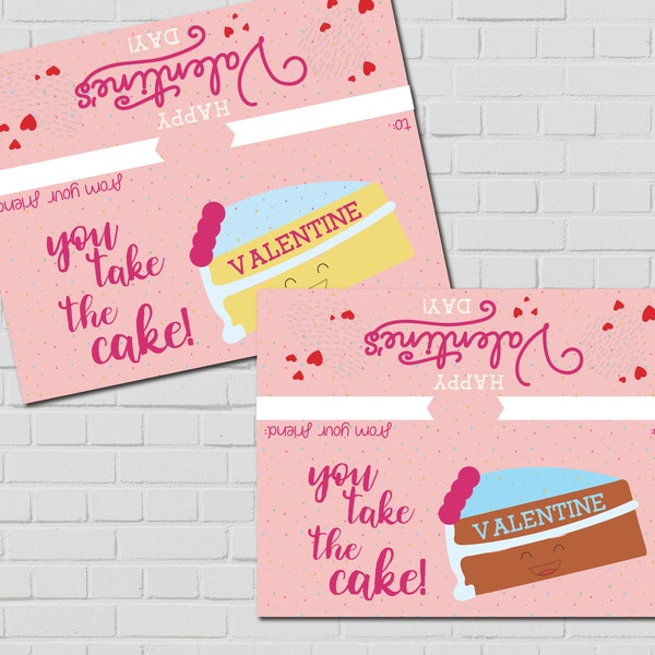 PRINTABLE You Take The Cake Valentines day Tag, Kid's School Valentine's Day Card, Cake Valentine Cards Kids, Printable Valentine, DIGITAL