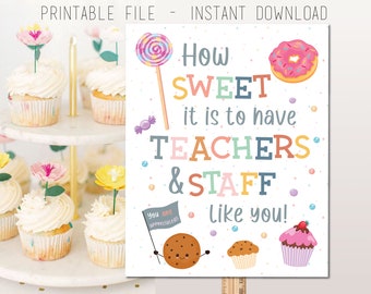 Teacher Appreciation 8x10 Sweet Printable Sign, Teachers Lunch Appreciation, Cupcakes Donuts Sign, Staff Appreciation PTO PTA Sweet It Is