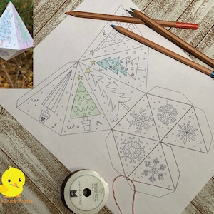 DIY Paper Holiday Ornament | Color your own Christmas | Adult Mindful Coloring Paper craft Xmas Decor