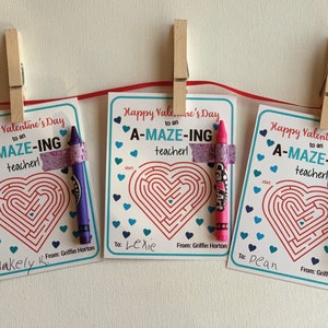 PRINTABLE Valentines for students to give to their teachers  | Maze Valentine cards | You are Amazing Valentine classroom cards, DIGITAL