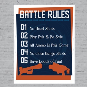 Nerf Battle Rules Sign,  Nerf Birthday Party, Nerf Party Decorations, Dart Party, Nerf Birthday Poster, Nerf Signs | DIGITAL FILE