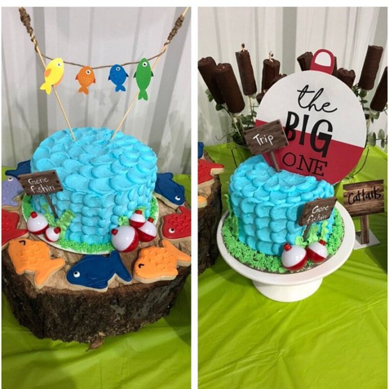 The Big One Fishing Birthday Fishing Birthday Cake Topper Fishing Birthday Decorations Smash Cake Topper Printable Cake Topper DIY image 3