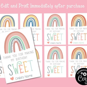 Regenbogen Geburtstag Gastgeschenk : süße Party Printables (Digitale Datei)