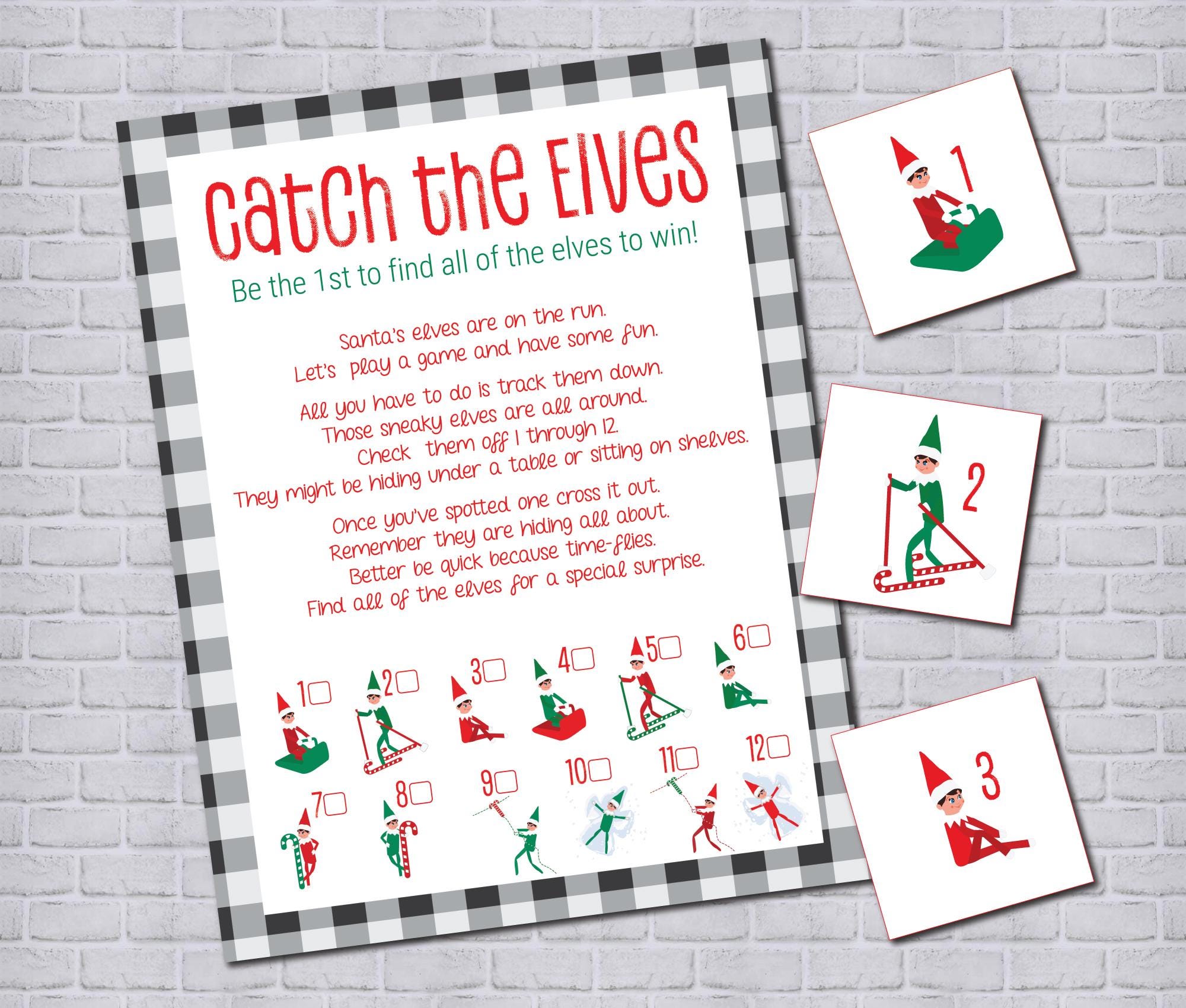 Christmas Elf Scavenger Hunt Game: Holiday Printable (digital File