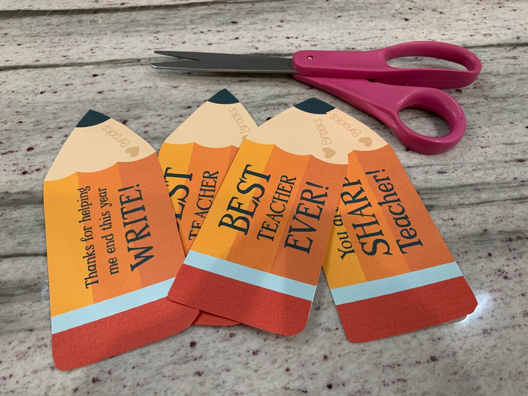 End of School Teacher Gift Tags, Printable Pencil Design (corjl ...