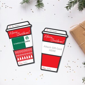 Printable Merry Christmas Coffee Cup Gift Tags - Teacher Appreciation Christmas gift tags | DIGITAL FILE ONLY