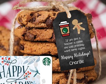 Teacher Cookie/Coffee Gift Tags - Thank You, Christmas, Teacher Appreciation | DIGITAL FILE ONLY