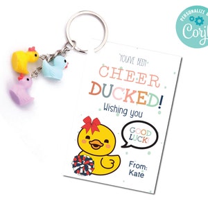 Editable Cheer Duck Tag, You've been Cheer Ducked Tag rubber ducks game Cheerleader good luck treat tag Cheer Team Printable INSTANT
