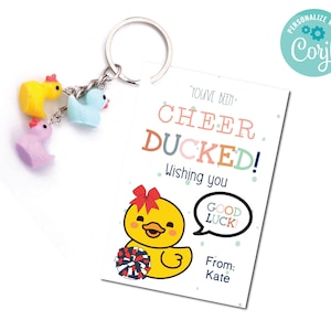 Editable Cheer Duck Tag, You've been Cheer Ducked Tag rubber ducks game Cheerleader good luck treat tag Cheer Team Printable INSTANT