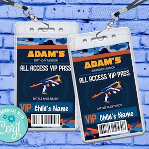 Dart Wars VIP Badge, Dart Wars Party, Dart Wars Party All Access Pass | Self-Edit with CORJL - INSTANT Download Printable Template