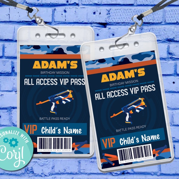 Dart Wars VIP Badge, Dart Wars Party, Dart Wars Party All Access Pass | Self-Edit with CORJL - INSTANT Download Printable Template