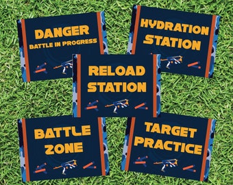 Dart Wars Party Signs: Battle Zone Decorations (Digital Download)