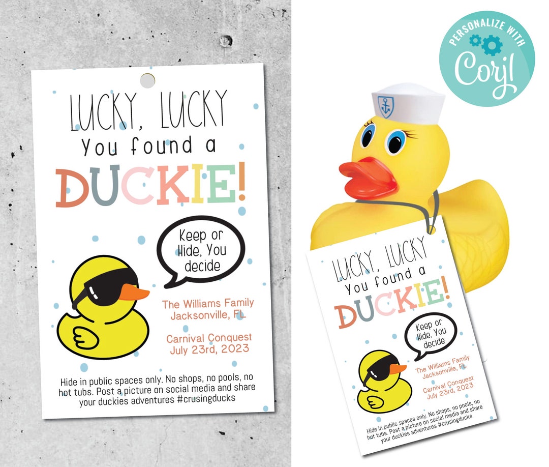 Editable Cruising Duck Tag, You Found a Duck Tag Cruise Ship Rubber ...