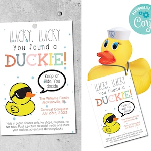 Editable Cruising Duck Tag, You found a Duck Tag Cruise ship rubber ducks Game Printable Tag Duck Favor #cruisingducks INSTANT DOWNLOAD