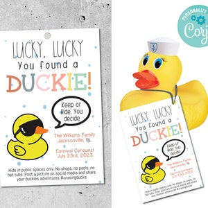 Editable Cruising Duck Tag, You found a Duck Tag Cruise ship rubber ducks Game Printable Tag Duck Favor #cruisingducks INSTANT DOWNLOAD