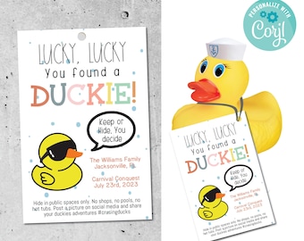 Bearbeitbares Cruise Duck Tag: Druckbares Gummientenspiel (Digitaler Download)