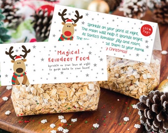 Magic Reindeer Food Christmas Treat Bag Topper - Merry Christmas - Printable INSTANT DOWNLOAD | Digital File Only
