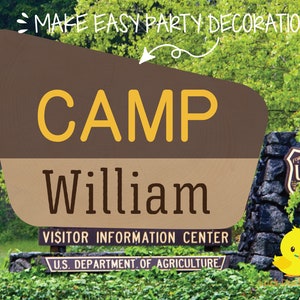 Letrero de decoración para fiesta de cumpleaños de camping / Letrero de bosque nacional / Imprimible digitalmente