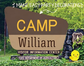 Bord verjaardagsfeestje decoratie camping | National Forest-bord | Afdrukbaar DIGITAAL