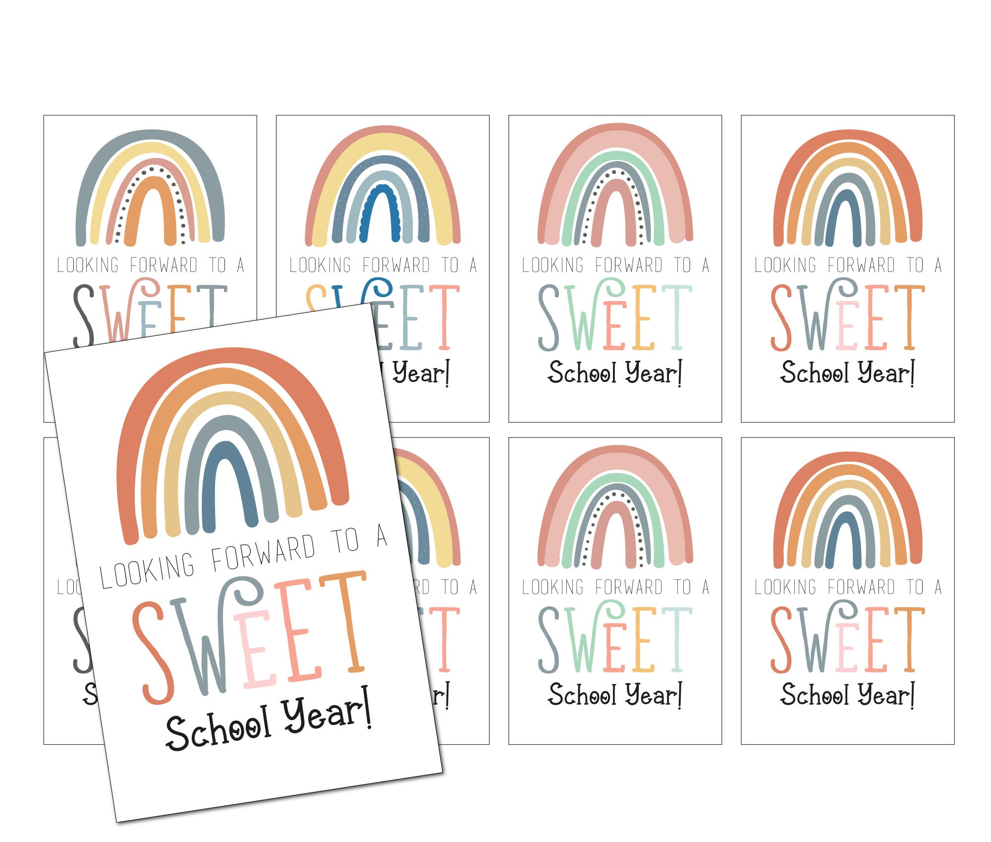 Back To School Printable | Sweet Year Teacher Tag | Teacher Gift | Boho Teacher Tags | Back To School Teacher Gift | Back To School Rainbow