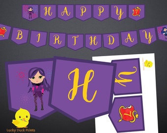 Descendants Banner, Descendants Birthday Banner, Descendants DIY Party, Descendants Printables, Mal and Evie Banner  | DIGITAL File ONLY