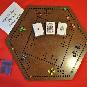 Marbles Pursuit/Joker 6 player game board with 4 player inlay.