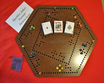 Marbles Pursuit/Joker 6 player game board with 4 player inlay.