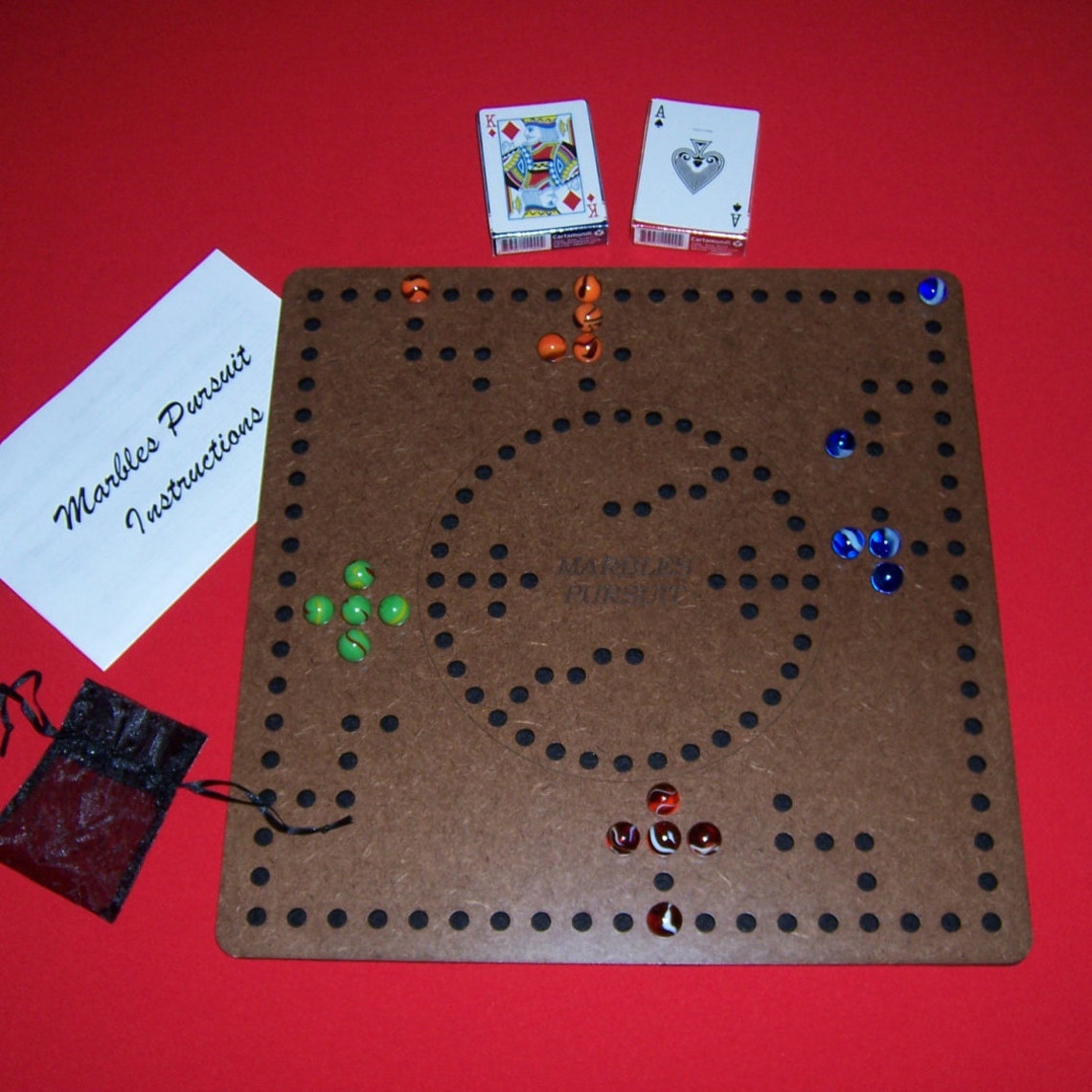 Marbles Joker Pursuit 4 Player Game Board With a 2 Player Inlay. Game