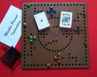 Marbles Joker Pursuit 4 player game board with a 2 player inlay. Game includes marbles, cards, instructions and 3 guick reference cards.