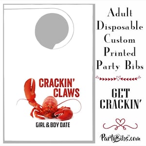 Crackin&#39; Claws Lobster Bibs Get Cracking on your Lobster Dinner Adult Disposable Boil, Bake, Feast, Fest Bibs - min 5 bibs