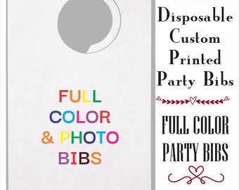 Full Color Custom Printed Party Bibs adult disposable great for photographs, logos, face on a bib, colorful-fast & free ship, minimum 5 bibs