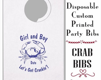 Crab Custom Printed Adult Party Bibs, disposable for your feeds, boils, fundraiser, weddings, crabby events-fast & free ship-minimum 5 bibs