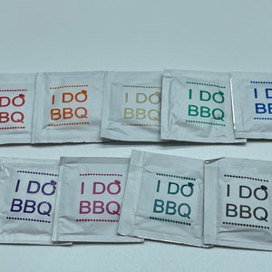 I DO BBQ DIAMOND Wet Wipe Moist Towelettes with stock idobbq diamond design, 12+ ink colors, wedding wipes, backyard bbqs, minimum 25 wipes