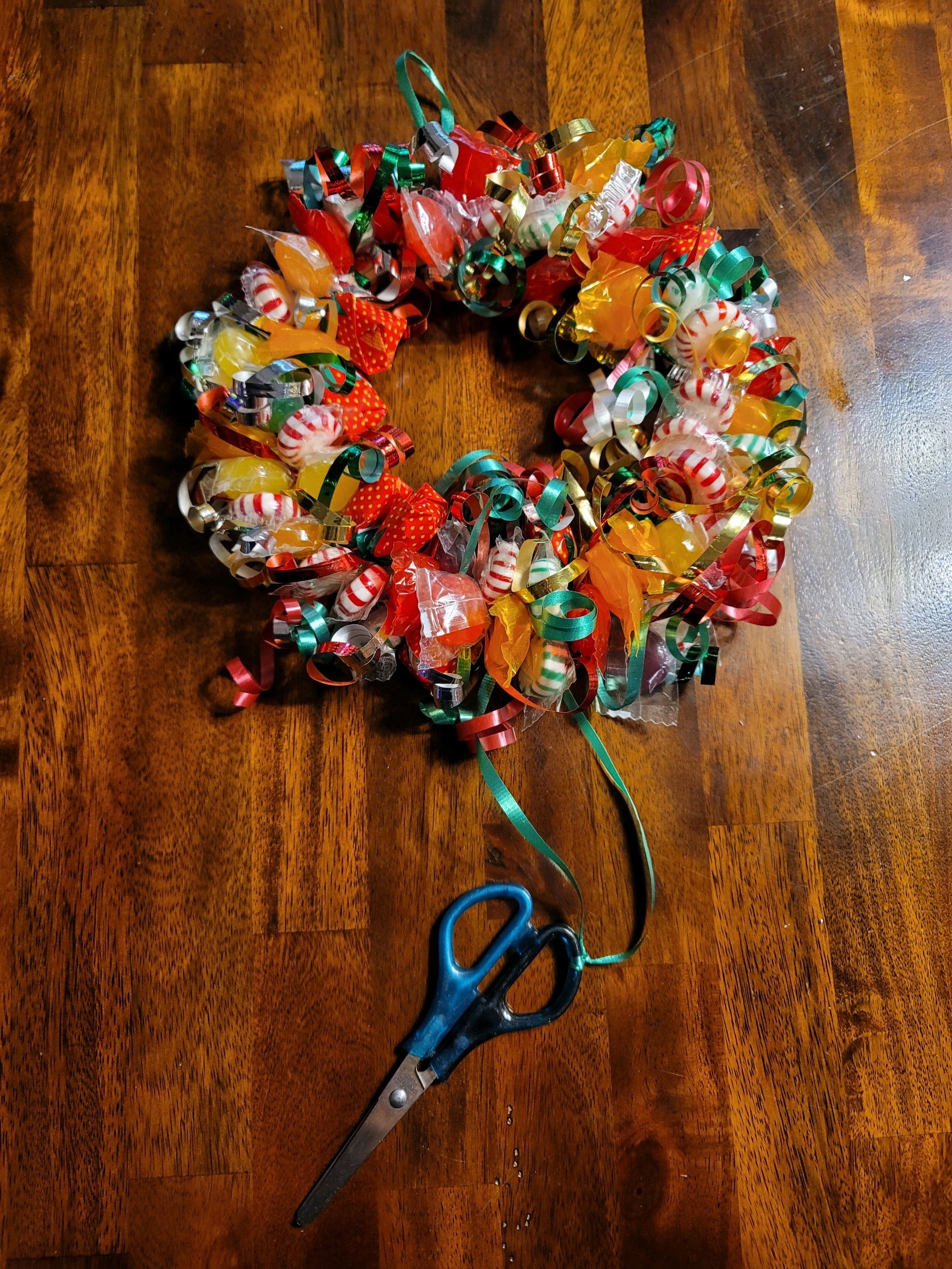 Candy Wreath Great Gift for Any Holiday Christmas Birthday Anytime of the Year Over 50 Candies Tied Onto a Lovely Wreath With Scissors Etsy Canada