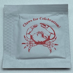 Claws for Celebration Natte doekjes krab, zakjes vochtige doekjes voor je krabbenvoer, bruiloften-evenementen-feesten, visfeesten, minimaal 25 doekjes
