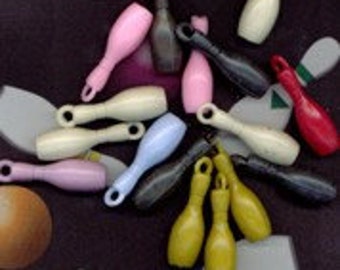 Charms - Plastic BOWLING PIN Charms - Pack of 50, bowling charms for kids incentive treats, fun jewelry making piece, substantial piece
