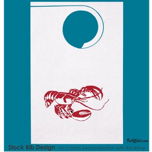 STOCK Party Bibs-Single Lobster Bib, protect your lobster rehearsal dinner guests! Adult disposable smooth poly back paper-minimum 10 bibs