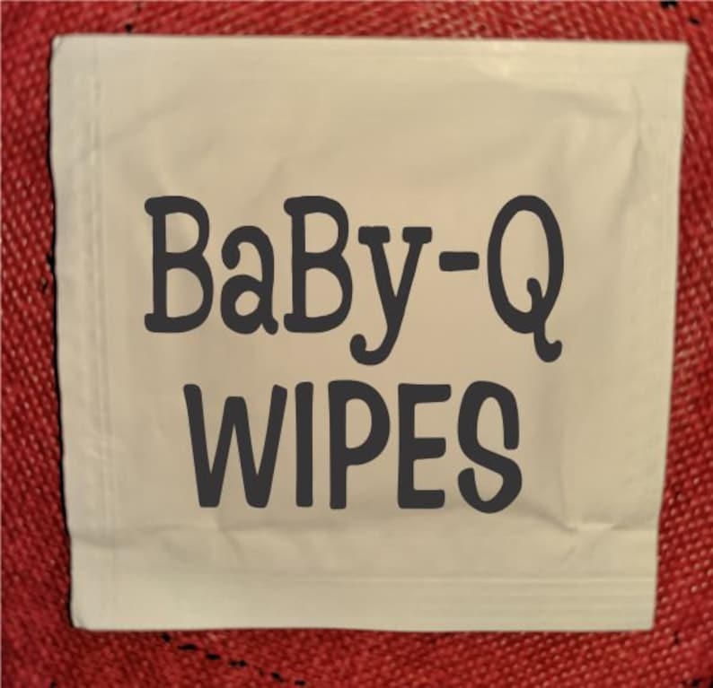 May include: A white package of Baby-Q wipes. The package is rectangular and has a white background with black text.