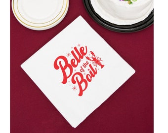 Guardanapos Belle of the Boil, pacote com 25 unidades, tamanho ideal para coquetéis, brancos com estampa - perfeitos para festas e jantares com frutos do mar.