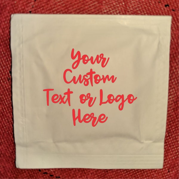 Custom Printed Wet Wipes-your personalized design directly printed on a moist towelette packet-1 color imprint 1 or 2 sides-minimum 25 wipes