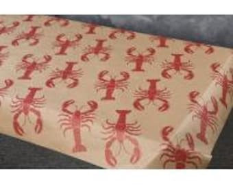 Lobster Rolls! Brown Kraft Paper banquet roll table covering, roll with red lobster design approx 38/40" wide x 100 feet or 300 feet long