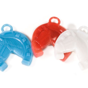 Charms - Plastic HORSESHOE Charms - Pack of 50 - great for lucky jewelry and craft making, horse shoes, random assorted colors in each pack